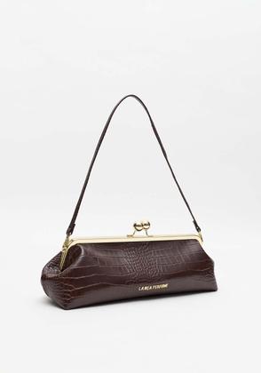 Imagem de Bolsa Clutch Couro Croco Moderna Marca Lança Perfume Marrom Cor:Marrom