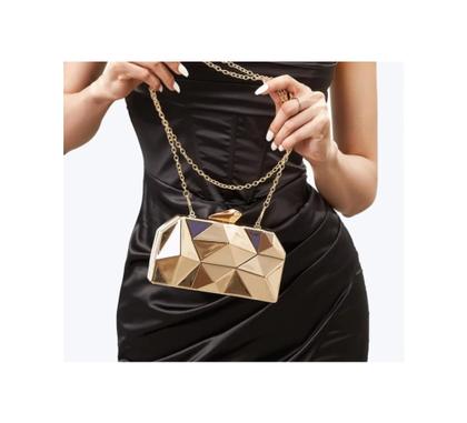 Imagem de Bolsa Clutch Dourada Geomêtrica Festa Casamentos