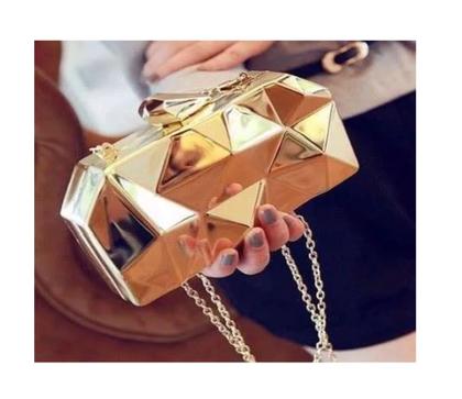 Imagem de Bolsa Clutch Dourada Geomêtrica Festa Casamentos