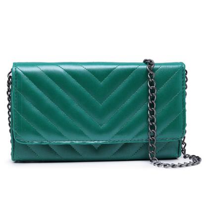 Imagem de Bolsa Clutch Feminina Metalizada Verde Brasil Matelasse  CM SHOES