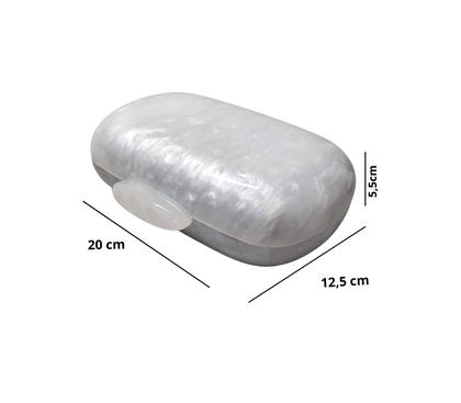 Imagem de Bolsa Clutch Feminina Oval Madreperola Luxo Moderna Atual