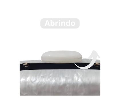 Imagem de Bolsa Clutch Feminina Oval Madreperola Luxo Moderna Atual