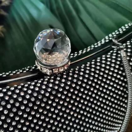 Imagem de Bolsa Clutch Luxo Meia Lua Com Brilho Strass E Fecho Cristal