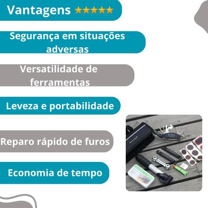 Imagem de Bolsa compacta para bike com kit multifuncional.