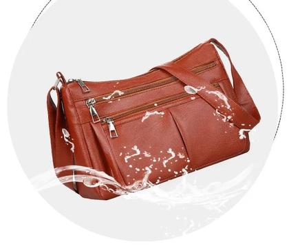 Imagem de Bolsa Couro PU Transversal Leve Espaçosa Forrada 3 Divisões
