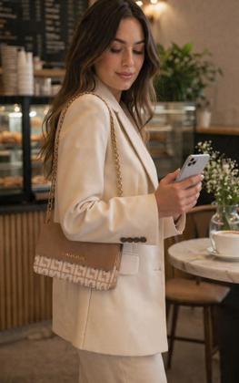 Imagem de Bolsa Crossbody Estampada Marrom Marca Lança Perfume Cor:Marrom
