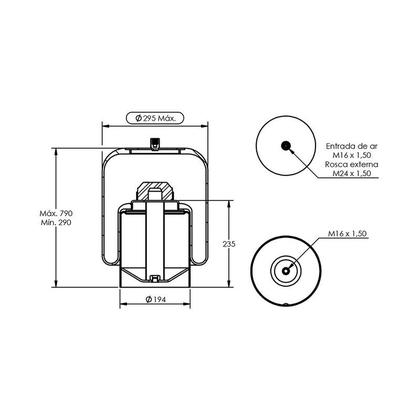 Imagem de Bolsa De Ar Suspensor Terceiro Eixo Mb Axor Actros Sem Base