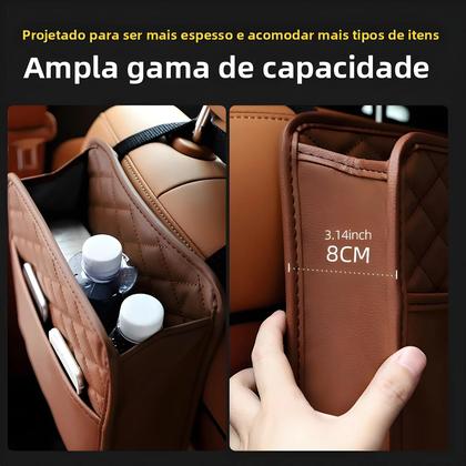 Imagem de Bolsa de Armazenamento Multifuncional de Couro para Carro - Compatível com a Maioria dos Modelos