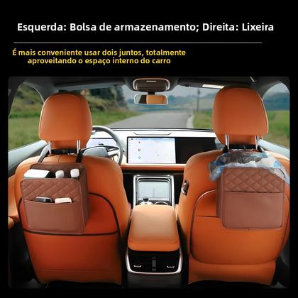 Imagem de Bolsa de Armazenamento Multifuncional de Couro para Carro - Compatível com a Maioria dos Modelos
