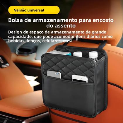 Imagem de Bolsa de Armazenamento Multifuncional de Couro para Carro - Compatível com a Maioria dos Modelos