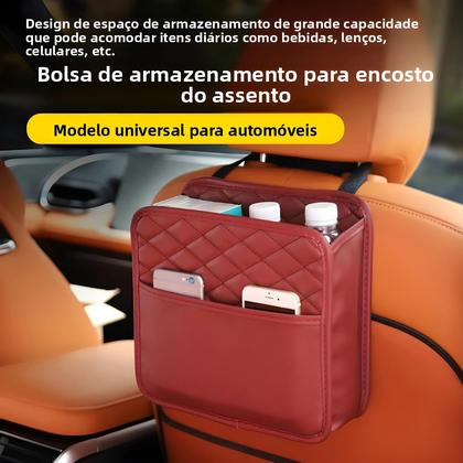 Imagem de Bolsa de Armazenamento Multifuncional de Couro para Carro - Compatível com a Maioria dos Modelos