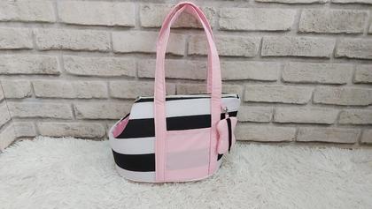 Imagem de Bolsa De Cachorro P Alça Almofada Removível Preta e Rosa Pet Transporte Mochila Para Passeio P