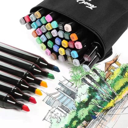 Imagem de Bolsa De Canetinhas 48 Peças Multicoloridas Para Arte e Atividades Escolares Fácil De Transportar Pronta Entrega