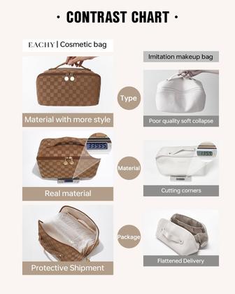 Imagem de Bolsa de cosméticos EACHY Travel Makeup Bag impermeável LD-Brown