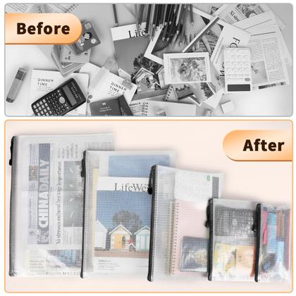 Imagem de Bolsa de documentos de malha com zíper Umriox 43 x 31,5 cm (preta, pacote com 18)