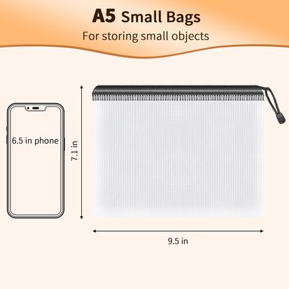 Imagem de Bolsa de documentos de malha com zíper Umriox 9,5 x 7,1 em preto, pacote com 18