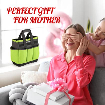 Imagem de Bolsa de ferramentas de jardim WORKPRO com base de plástico impermeável, bolsa de jardinagem de 8 bolsos, sacola de jardim Oxford resistente, porta-kit de ferramentas de jardinagem para ambientes internos e externos (ferramentas não incluídas)