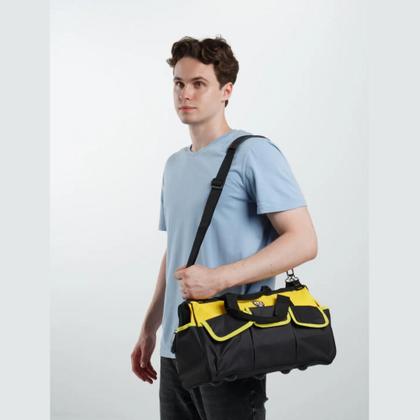 Imagem de Bolsa de Ferramentas em Oxford Alça de Ombro Base Rígida 16 Bolsos e Zíper