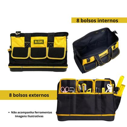 Imagem de Bolsa de Ferramentas em Oxford Alça de Ombro Base Rígida 16 Bolsos e Zíper