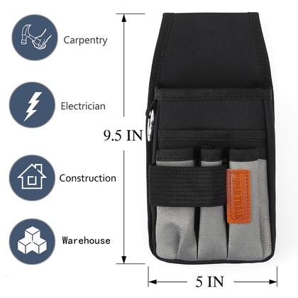 Imagem de Bolsa de ferramentas VIDAR TOOLS pequena com clipe de cinto, 5 bolsos de nylon