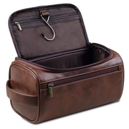 Imagem de Bolsa de Higiene Grande de Couro - Kit Dopp de Viagem para Homens e Mulheres