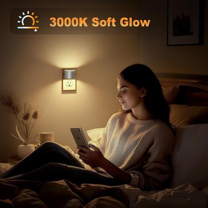 Imagem de Bolsa de luz noturna com sensor LED Dusk to Dawn 3000K, pacote com 2