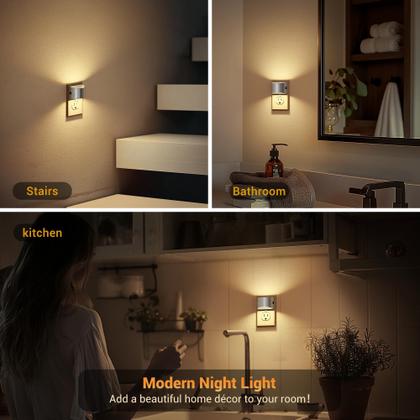 Imagem de Bolsa de luz noturna com sensor LED Dusk to Dawn 3000K, pacote com 2