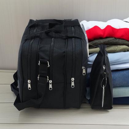 Imagem de Bolsa de Mão Casual com 3 Repartições e Necessaire Versátil - Cor Preta