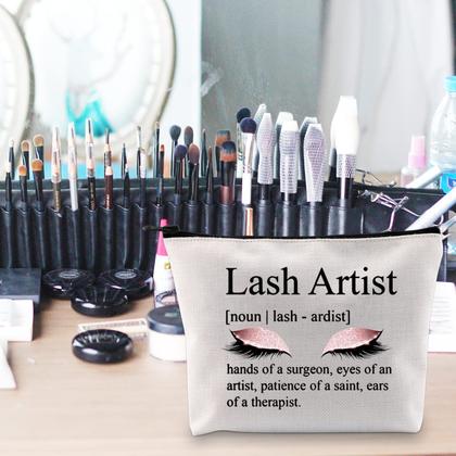 Imagem de Bolsa de maquiagem POFULL Lash Artist Gift 100% algodão e lona