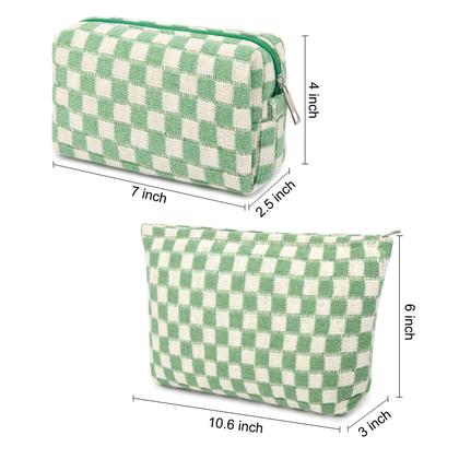 Imagem de Bolsa de maquiagem SOIDRAM Checkered Green Large Cosmetic Travel