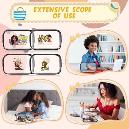 Imagem de Bolsa de maquiagem Sweetude Afro-American Clear Travel 4 unidades