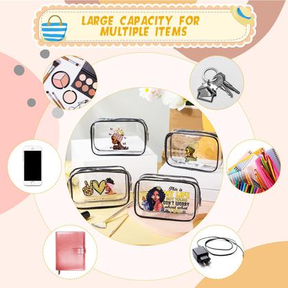 Imagem de Bolsa de maquiagem Sweetude Afro-American Clear Travel 4 unidades