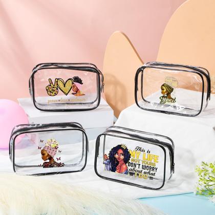 Imagem de Bolsa de maquiagem Sweetude Afro-American Clear Travel 4 unidades