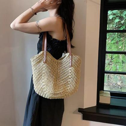 Imagem de Bolsa De Ombro De Palha Espaçosa Verao 2025 Linda Passeio