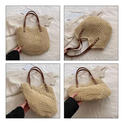 Imagem de Bolsa De Ombro De Palha Espaçosa Verao 2025 Linda Passeio