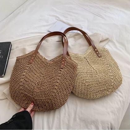 Imagem de Bolsa De Ombro De Palha Espaçosa Verao 2025 Linda Passeio