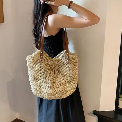Imagem de Bolsa De Ombro De Palha Espaçosa Verao 2025 Linda Passeio