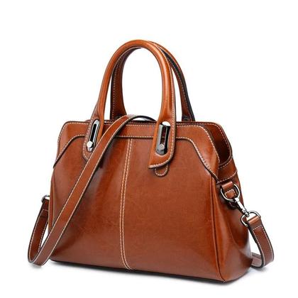 Imagem de Bolsa De Ombro Feminina Em Couro Genuíno Com Alça Superior E Transversal, Bolsa Tote Em Couro Bovino