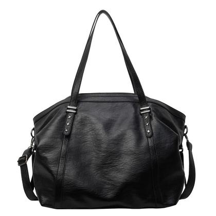 Imagem de Bolsa De Ombro Grande Feminina Em Couro PU Preto, Bolsa De Viagem De Cor Sólida