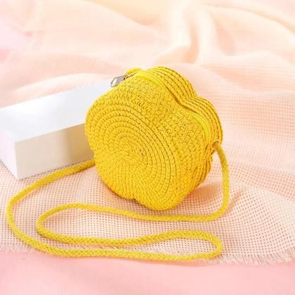 Imagem de Bolsa De Ombro Infantil De Palha Trançada Com Flores, Bolsa De Moedas Para Praia