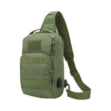 Imagem de Bolsa de Ombro Tática Molle com Porta USB - Mochila Sling para Pesca e Acampamento