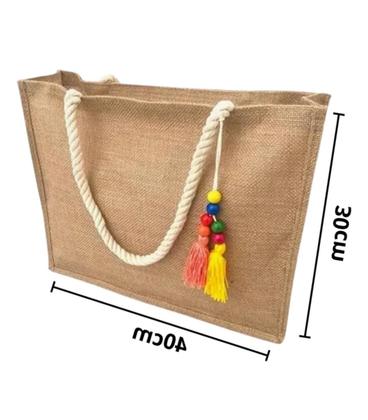 Imagem de Bolsa De Palha Sintética Para Praia Com Zíper Alça E Forro