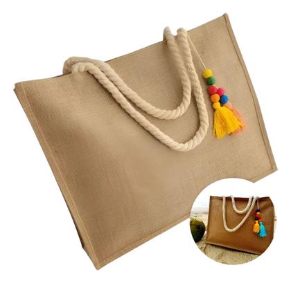 Imagem de Bolsa De Palha Sintética Para Praia Com Zíper Alça E Forro