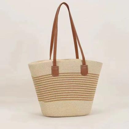 Imagem de Bolsa De Praia Feminina Palha Grande Com Zíper Verão Praia