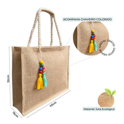 Imagem de Bolsa De Praia Juta Personalizada Com Letra Inicial Dourada