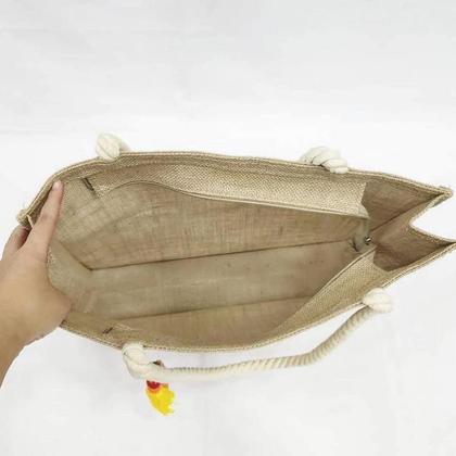 Imagem de Bolsa De Praia Palha Luxo Feminina Passeio Orla Cachoeira Reforçada 