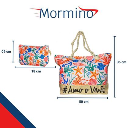 Imagem de Bolsa de Praia Piscina Grande em Tecido com Nécessaire