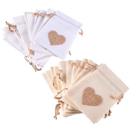 Imagem de Bolsa de presente de serapilheira WEWIVODA, 13 x 18 cm, coração, cordão, pacote com 20