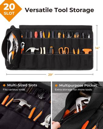Imagem de Bolsa de rolo de ferramentas Foxrino Heavy Duty Tool Roll Bolsa preta