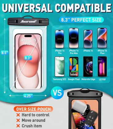 Imagem de Bolsa de telefone impermeável Hiearcool Universal IPX8 de até 8,3 polegadas